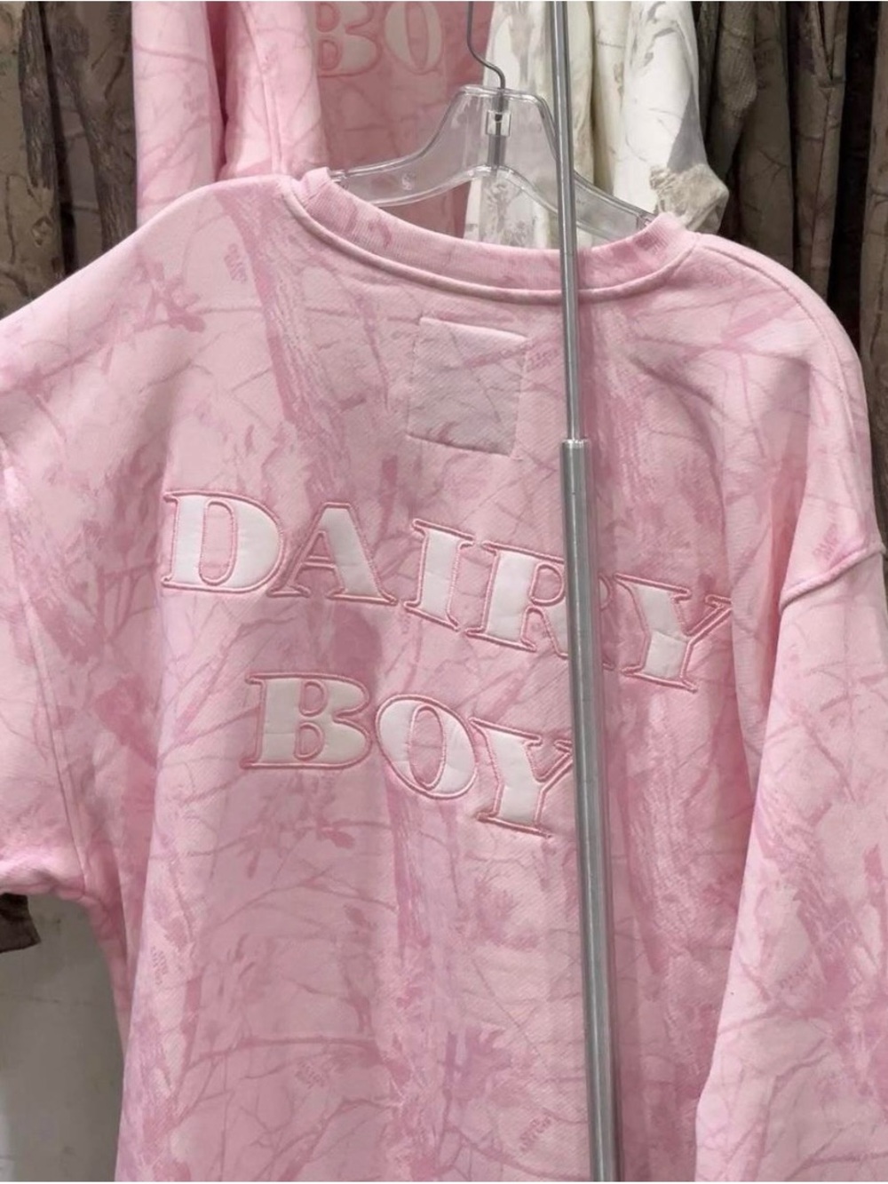 Pink Embroidered 'DAIRY BOY' Crewneck Sweatshirt PINK